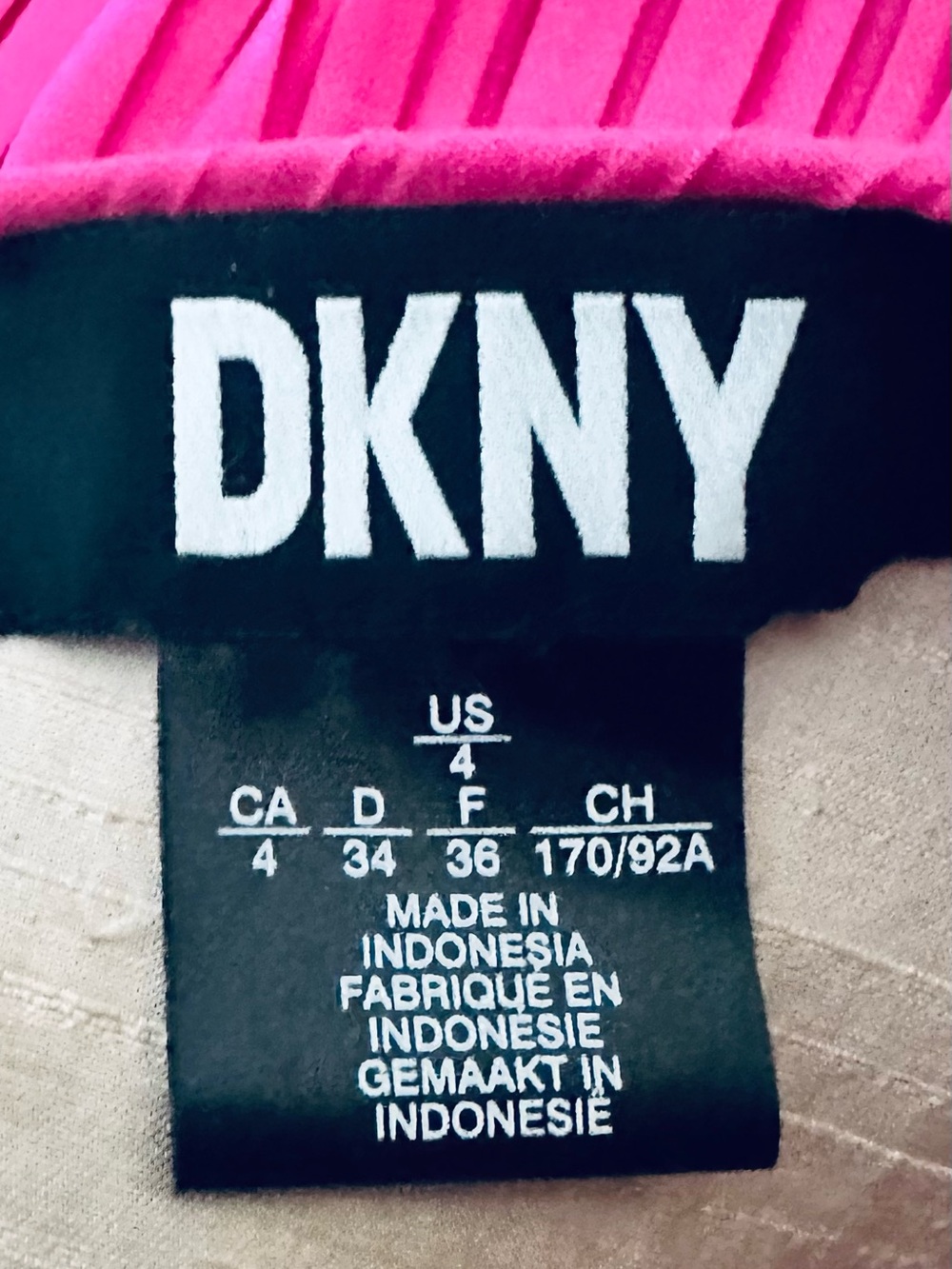 DKNY Bright Pink Pleated Short-Sleeve Dress - Picture 3 of 3